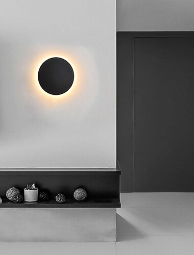 LED קיר חיצוני עמיד למים עיצוב עיגול שחור חם לבן/לבן תאורת קיר ip65 עמיד למים אקריליק מתכת פמוטים לקיר חיצוני ac110-240v