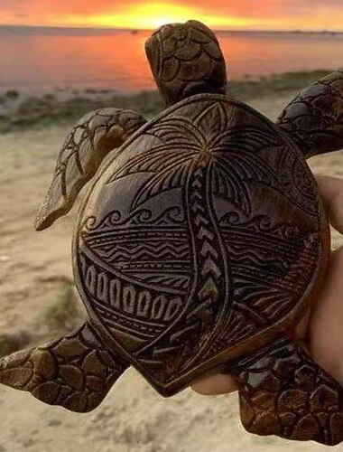 hawaiianische Schildkrötenschnitzerei Ozeandekor, Harz geschnitzte Schildkrötenstrand-Badezimmerdekoration, tropische Meeresschildkrötendekoration am Meer für Badezimmerdekoration, Wandkunst, Toilette, Strand