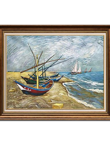 手作りの油絵 キャンバス ウォールアート 装飾 ゴッホの印象 有名な絵画 星空 ローヌの家の装飾用 ロールフレームレス 未延伸絵画