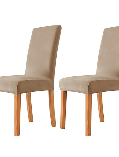 2 Stück Stuhlhussen für Esszimmerstühle, burgunderfarben, samtig, dehnbar, Spandex, mit elastischem Bodenschutz für Esszimmer, Hochzeitszeremonie, langlebig, waschbar