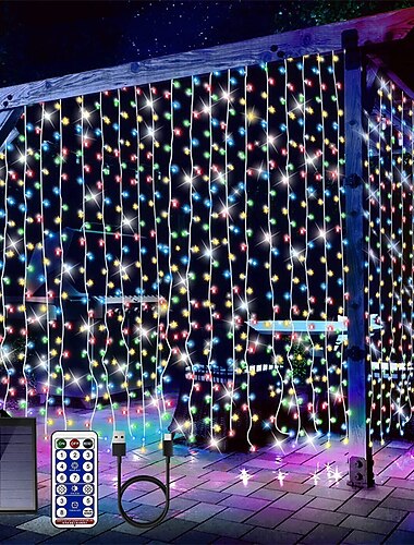 300 leds solar vorhang lichter outdoor indoor solar string lichter wasserdicht fee fenster lichter funkel lichter 8 modi weihnachtsdekoration für hausgarten terrasse hochzeitsfeier