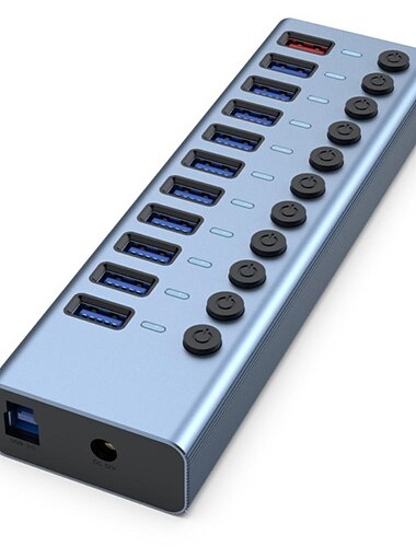 Hub usb 3,0 divisor usb multi usb 3 0 hub varios puertos con interruptor adaptador de fuente de alimentación hub extensor usb 3,0 múltiple para pc