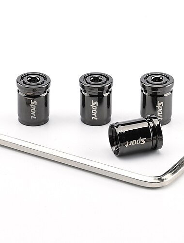 Caches de valve anti-vol de pneu StarFire 4pcs - Couvercles de tige de valve en alliage de zinc de style sportif étanches et décoratifs pour roues