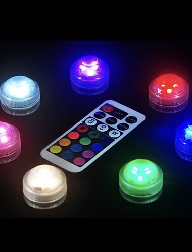  Outdoor Mini Submersible Light RGB LED Underwater Pond Candle Lamp IP68 Dimmable Pond Swimming Pool Decoration Lighting With Remote Control