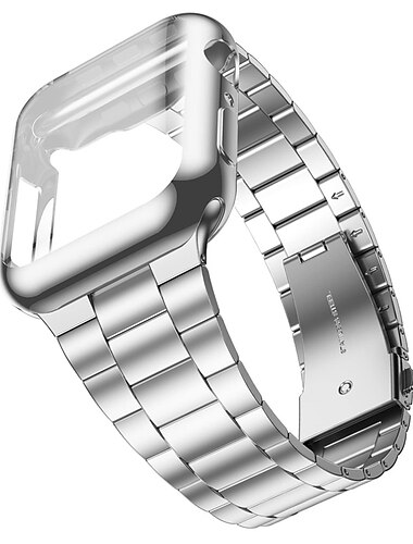 Kompatibel med Apple Watch-klokkereim 38mm 40mm 41mm 42mm 44mm 45mm 49mm med Case Støtsikker Rustfritt stål Erstatningsklokkerem til iwatch Ultra 2 Series 9 8 7 SE 6 5 4 3 2 1