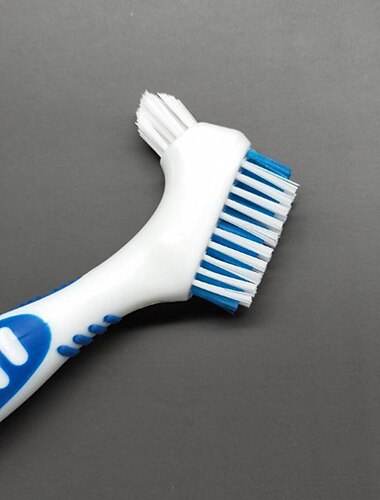 Prothesenzahnbürste für Erwachsene, Prothesenreinigungsbürste, harte Prothesenbürste, Mundpflege, doppelseitige Zahnbürste, speziell entwickelt zur gründlichen Reinigung von Zahnersatz &Ampere;