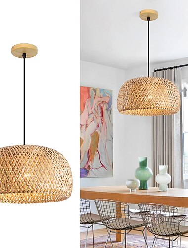 الإبداعية اليدوية الخيزران النسيج الرياح الطبيعية سقف الثريا e27 / e26 قاعدة إضاءة السقف مصباح معلق مناسبة للدراسة مقهى مطعم رار ac110v ac220v