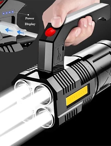 פנס לד בעל עוצמה גבוהה 4 תאים usb נטענת פנס לד חזק פנס קמפינג פנס סופר בהיר רכיבה על אופניים