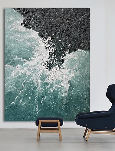 هانغ رسمت النفط الطلاء رسمت باليد عمودي تجريدي معاصر بدون إطار داخلي