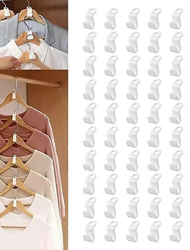 100 peças de ganchos conectores para cabides economizadores de espaço, ganchos mágicos para cabides, ganchos de conexão em cascata resistentes, clipes extensores para cabides de roupas para armário organizador