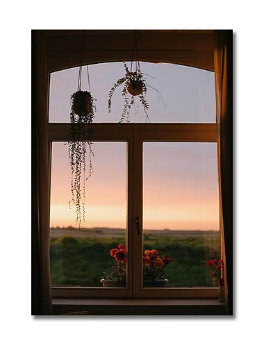 Landschaft Wandkunst Leinwand das Fenster moderne Kunst Landschaft Heimdekoration Dekor gerollte Leinwand ohne Rahmen ungerahmt