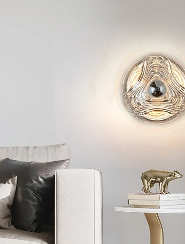 lightinthebox led קיר פמוט עיצוב עגול מנורת קריאה ליד מיטות זכוכית אורות קיר 5w לבן חם למסדרון חדר שינה מדרגות בתי מלון