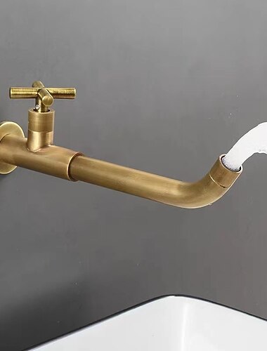 robinet de lavabo de salle de bain mural froid seulement, robinets de lavabo en laiton pivotant à 360°, robinet de vasque à un trou à poignée unique pour salle de bain