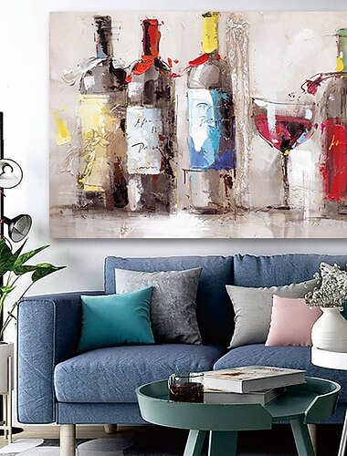  Peinture a l\'huile a la main peint a la main mur art mintura moderne abstrait bouteille de vin pour la decoration de la maison decor toile roulee sans cadre non etire