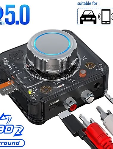 bluetooth 5.0 audio receiver 3d stereo music wireless adapter tf card rca 3.5mm 3.5 aux jack for car kit filaire haut-parleur casque