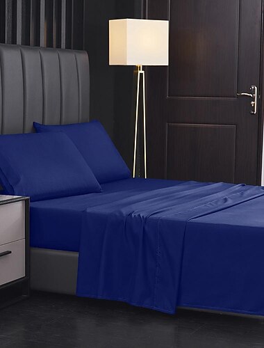 Conjunto de lençol de cama de microfibra supermacio para hotel de luxo egípcio com 4 peças, bolso profundo sem rugas de 14/18 polegadas