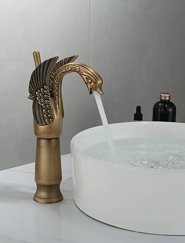 خمر بالوعة الحمام خلاط صنبور النحاس البجعة shap ، monobloc الحمام حوض الصنابير مقبض واحد حفرة واحدة شنت سطح السفينة ، وحيدة المياه الحنفية خرطوم الساخنة والباردة العتيقة الرجعية