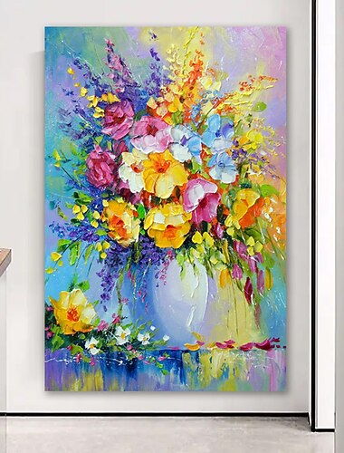  Hang malte oljemaleri Haandmalte Lodrett Abstrakt Blomstret / Botanisk Moderne Inkluder indre ramme