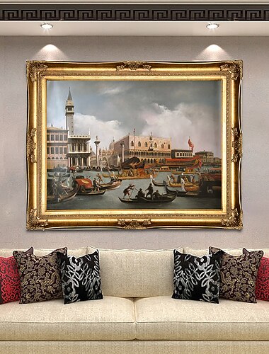 handgemaakt olieverfschilderij canvas kunst aan de muur decoratie italiaanse klassieke schilderijen canaletto boot racen op het grote kanaal voor home decor gerold frameloos ongerekt schilderij