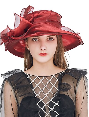 Copricapo Organza Cappelli da pescatore Cappello da sole Festa / Serata Corsa di cavalli Coppa di Melbourne Retrò Con Lacci Copricapo Copricapo