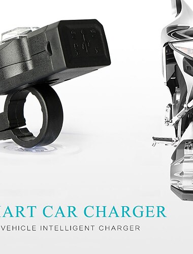 Caricabatterie USB per moto, caricabatterie impermeabile per smartphone con supporto per manubrio moto, adattatore di alimentazione intelligente 12V-24V per GPS, iPhone, Samsung, adatto a scooter, e-bike, ATV e moto da cross.