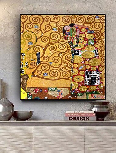 gustav klimt o cumprimento reprodução pintura a óleo sobre tela pôsteres e imprime quadro de parede escandinavo para sala de estar