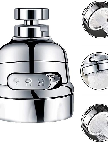 sostituzione della testa del rubinetto della cucina 3 modalità, attacco dello spruzzatore dell'aeratore del rubinetto del lavello della cucina 360, accessori del rubinetto adattatore di collegamento dell'ugello di estensione del risparmio idrico