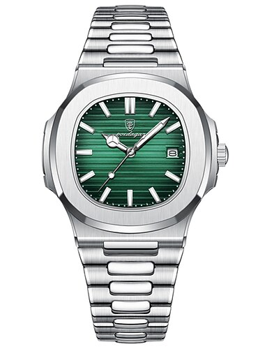 Luxus Óra Üzleti Vízálló Férfi Óra Foszforeszkáló Dátum Rozsdamentes Acél Négyzet Kvarc Férfi Óra