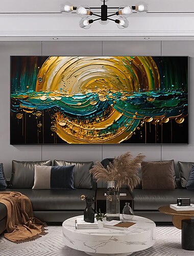 手作りの油絵キャンバス壁アート装飾オリジナルゴールドサークル抽象落書き家の装飾のためのストレッチフレーム/フレームなしの絵画