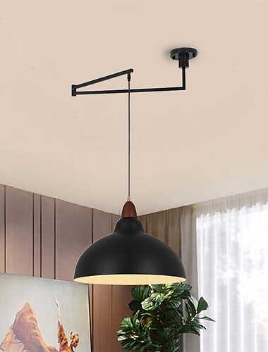 led hanglamp industriële hanglamp zwenkarm hanglamp, verstelbare koepel plafond hanglamp voor eetkamer woonkamer in zwart/wit