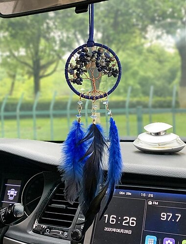 život stromu černý lapač snů ručně vyrobený závěs na zeď dárek háček na peří květina zvonek ozdoba na závěs do auta, 7x48cm/2.7''x18.9''