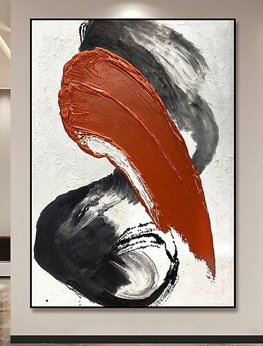 handgjord handmålad oljemålning vägg modern abstrakt vit röd duk målning heminredning dekor rullad duk utan ram osträckt