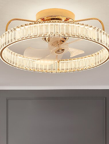 ventilatoare led de tavan cu lumini candelabre de cristal reglabile cu telecomandă contral 20" plafoniera cu montare încasată candelabru metalic dormitor living