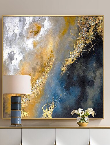 100% Handpaint Oil Paintings On Canvas Large Wall Art Abstract Gold Leaf Painting Contemporary Art Wall Painting For Living Room