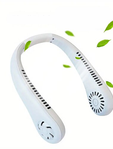 ハンズフリー吊り下げ型首掛けファン – リーフレスUSB駆動ポータブルファン、1200mAhバッテリー、旅行用ブレードレス冷却