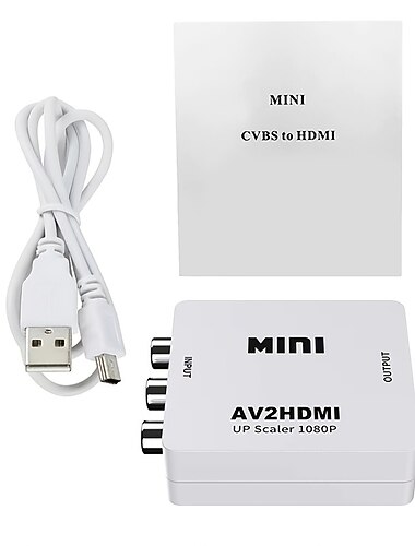 rca vers hdmi av vers hdmi convertisseur 1080p mini rca composite cvbs adaptateur de convertisseur audio vidéo prenant en charge pal/ntsc pour tv/pc/ps3/stb/xbox vhs/magnétoscope/lecteurs dvd blue-ray