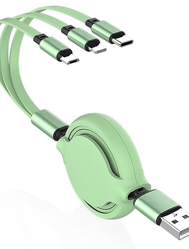Többszörös töltőkábel 3,3 láb USB A - Lightning / mikro / USB C 2.4 A Töltőkábel 3 az 1 -ben Kihajtható Kompatibilitás iPhone Mobiltelefon tartozék