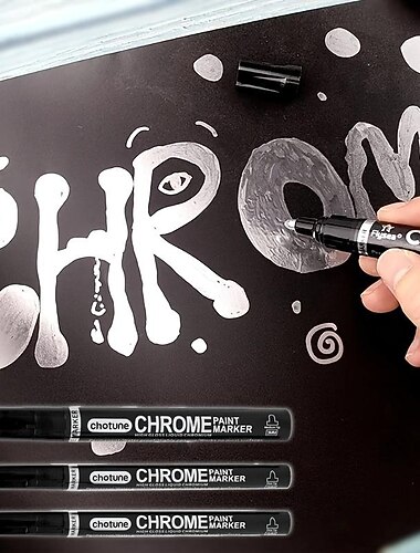 טוש מראת כסף, מרקר נוזלי מראה כרום דגם טוש צבע מבריק על בסיס שמן צבעי מים, סט מרקר כרום נוזלי לכל משטח, מושלם לקישוט פסחא