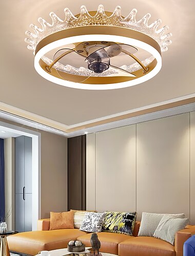 ventilador de techo con anillo de luz diseño circular aplicación de 22"&amp; control remoto, temporización&amp; Ventilador de techo LED de 3 colores, ventilador de techo moderno de 6 velocidades de