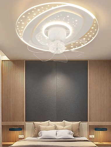 loftsventilator med lys 20" ca&amp; fjernbetjening, timing&amp; 3 led farve led loftsventilator, 6 vindhastigheder moderne loftsventilator til soveværelse, stue, lille værelse