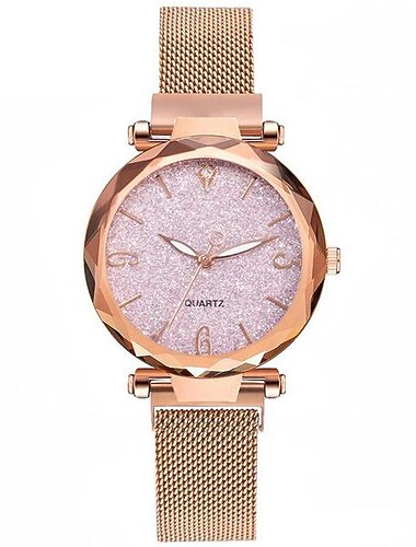 Roséguld Mors Dag Present för Kvinnor Klocka Lyx Magnetisk Stjärnhimmel Dam Armbandsklocka Nät Kvinna Klocka