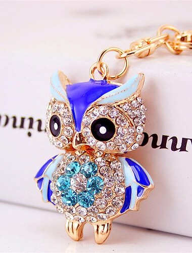 härlig uggla nyckelring strass kristall nyckelring nyckelring kedja väska charm hänge present