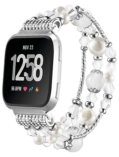 Smartwatch bånd Kompatibel med Fitbit Versa 2 / Versa Lite / Versa SE / Versa Legering Perler Smartwatch Rem Bling diamant Perler Kvinder Mænd Smykke armbånd Udskiftning Armbånd