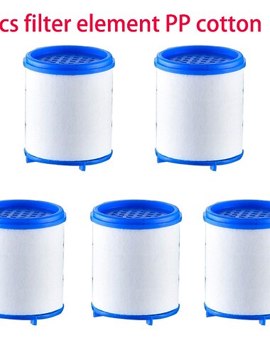 Filtre à eau de robinet pour évier de cuisine de salle de bain, purificateur d'abs pulvérisateur filtre de pommeau de douche pour le lavage de la peau du visage, élément filtrant 5 pièces en coton pp, filtration de l'eau dure élimine les métaux lourds de 