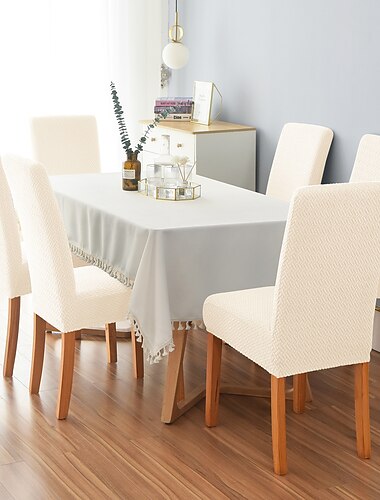 6 stuks eetkamerstoelhoes stretch stoelzitting hoes voor huisdier hoge rugleuning eetkamerstoelhoes bordeauxrood spandex met elastische onderkant beschermer voor eetkamer bruiloft ceremonie duurzaam