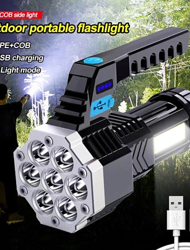  LED Flashlights High Power Cob Side Light Lightweight Outdoor Lighting ABS Material Torch 7LED Rechargeable Work Lamp