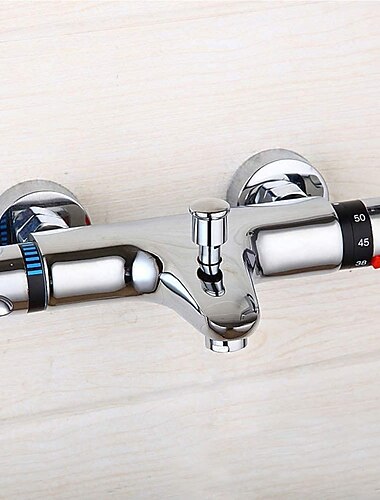 thermostatische bad douche mengkraan bar wandmontage, chrome badkamer bad anti verbranding kraan, bodem g1/2 blootgesteld thermostatische douchekraan constante temperatuur bad douche kranen