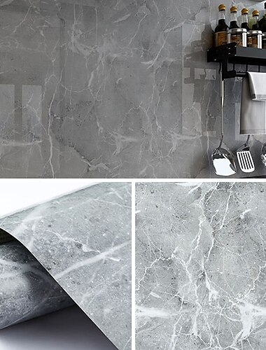 sfondi fantastici carta da parati grigia murale adesivo da parete in marmo staccabile e adesivo autoadesivo impermeabile resistente all'olio ignifugo, rivestimento murale facilmente rimovibile piano