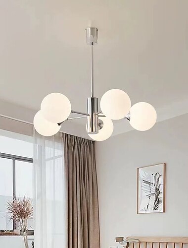 Lámpara de araña Sputnik moderna con diseño de globo, lámparas de techo de montaje semiempotrado de 3/5/8 luces cromadas para dormitorio, comedor, sala de estar, cocina, base E27, bombillas no
