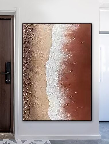 peint à la main peint à la main peinture à l'huile mur art bord de mer plage paysage décoration de la maison décor toile roulée pas de cadre non étiré